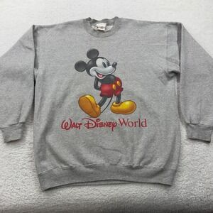 Vintage Walt Disney World Mickey Mouse Sweatshirt Mens XL Grey Graphic Crewneck